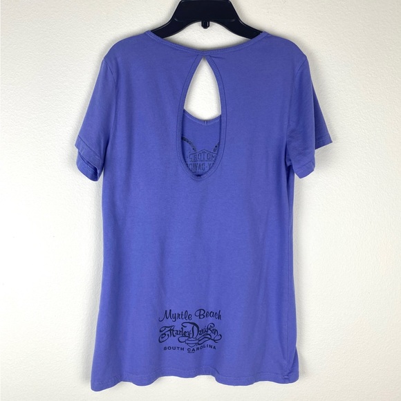 Harley-Davidson Size Large Bling Top Keyhole Back Cotton Purple EUC - Picture 5 of 9